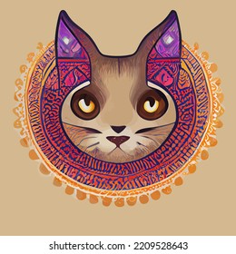 ilustración vector de gato lindo en estilo de dibujo de mano tribal, imagen para imprimir en camisa