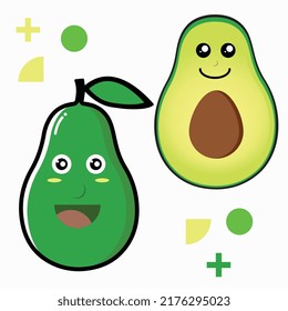 illustration vector of cute character avocado, suitable for icon avocado, symbol juicy avocado and other