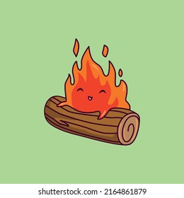 illustration vector cute childish fire emoticon