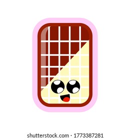 illustration vector of cute chocolate cartoon character. isolated on white background.