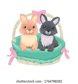 ilustración vector linda pareja conejo color pastel para la fiesta feliz Pascua