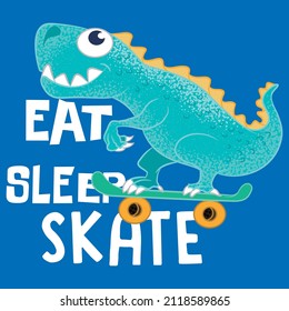 Illustration vector cute dinosaur with text and background kids design
