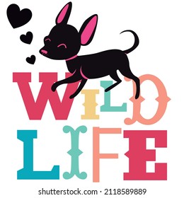 Illustration vector cute dog with text and background kids design
