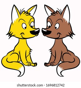 illustration vector cute fox in two colors