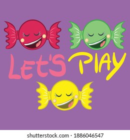 Illustration vector cute funny lollipop design with text and background.
