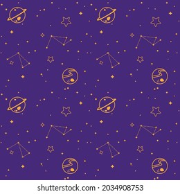 Illustration Vector Cute Galaxy Star Space Pattern Background Design. Modern minimal vector design Background.