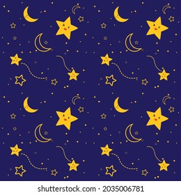 Illustration Vector Cute Galaxy Star Space Pattern Background Design. Modern minimal vector design Background.