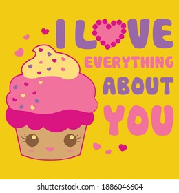 Ilustración vectorial lindo helado con texto y fondo para el diseño de moda gráfica