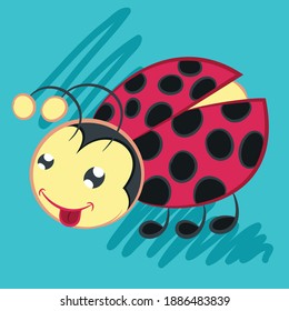 Illustration vector cute lady bug with background for fashion kids design