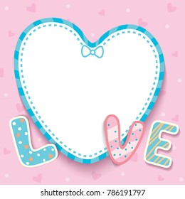 Illustration vector of cute love alphabet design with heart decorated for template card on pink background colors.