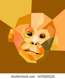 illustration vector  cute monkey in style pop art portrait fit for poster and others