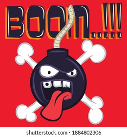 Illustrationsvektor einer süßen Monsterbombe mit Text und Hintergrund