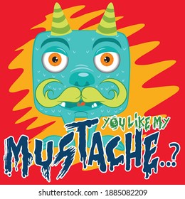 Illustration vector of cute monster with text and background