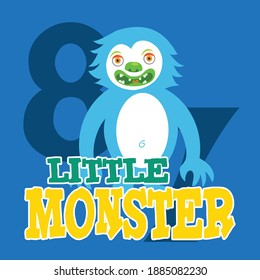 Illustration vector of cute monster with text and background