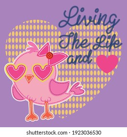 Illustration vector cute Owl with background for fashion design