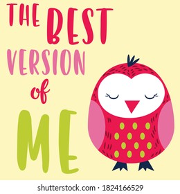 Illustration vector cute owl with text and background