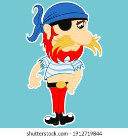 Illustration vector cute pirate with background for fashion design
