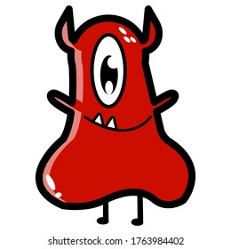 illustration vector of cute red cartoon monster character