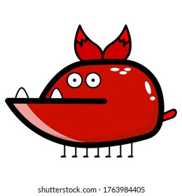illustration vector of cute red cartoon monster character