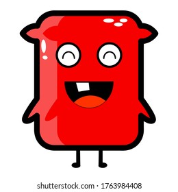 illustration vector of cute red cartoon monster character