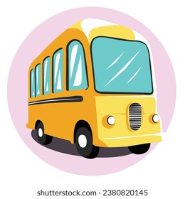 illustration vector of cute school bus flat design good for brand like children's study book, t-shrt or etc