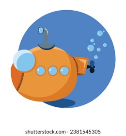 illustration vector of cute submarine under water good for brand like children's study book, t-shrt or etc