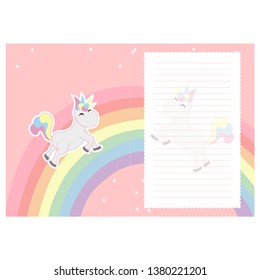 Illustration Vector Cute Unicorn Decorated Rainbow Stock Vector ...