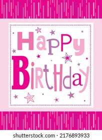 Illustration vector of decorative Happy birthday greetings latter with pink color series