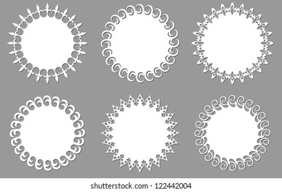 Illustration of vector decorative napkins isolated on rey background