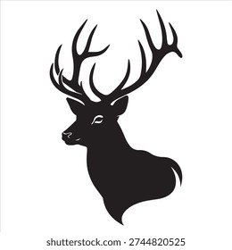 Illustration vector of a deer hed silhouette art design
