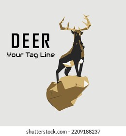 Vector de ilustración del logo del ciervo. tipo de logotipo, plantilla y vector del cazador de venados