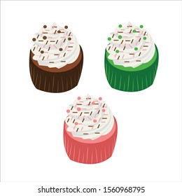 illustration vector : Delicious cupcake vector design with white background