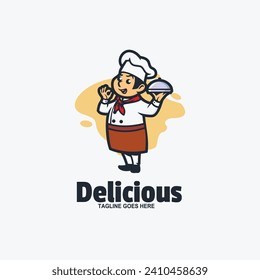 Illustration Vector Delicious Mascot Cartoon Logo Style.