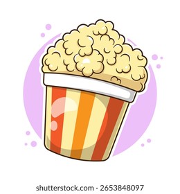 Vetor de ilustração de delicioso desenho animado de pipoca usado para cinema, filmes, ícone de entretenimento ou símbolo. Web, banner, adesivo, cartão e outros 
