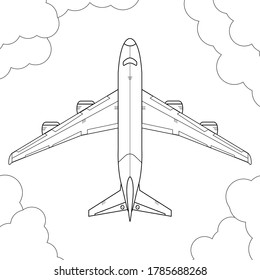 Diseño de vectores de ilustraciones de aviones de aire para libro de coloreado