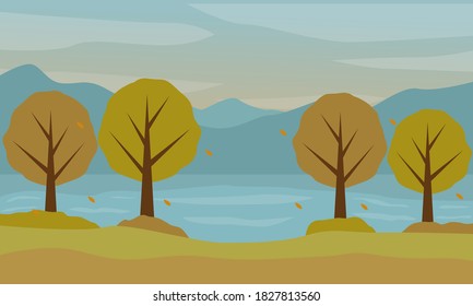 Illustration vector design of autumn landscape