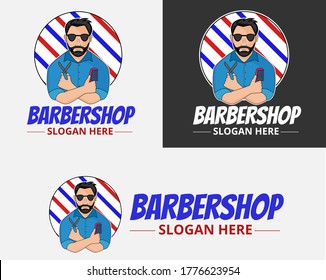 Illustration vector design of barbershop logo template