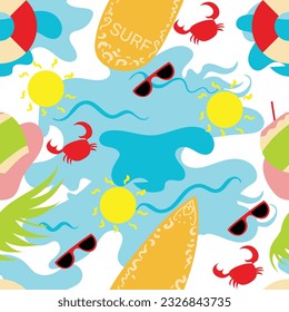 Illustration vector design of a beach pattern seamless perfect for fabric motifs, stationary, pattern design