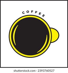 illustration vector design Black coffee inside a yellow cup. suitable for logos, icons, posters, t-shirt designs, stickers, advertisements, companies, concepts, websites.