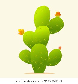 Illustration vector design cactus set with flower