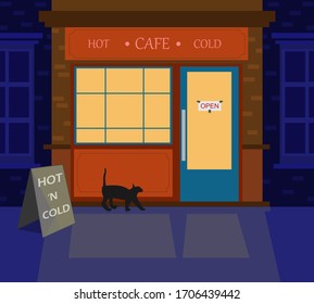 Illustration vector design of cafe shop exterior