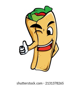 Ilustración de diseño vectorial caricatura personaje kebab