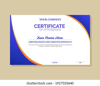 Ilustración del diseño vectorial de la plantilla de certificado para lograr, apreciar, asistir.