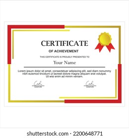 Ilustración del diseño vectorial de la plantilla de certificado para lograr, apreciar, asistir.