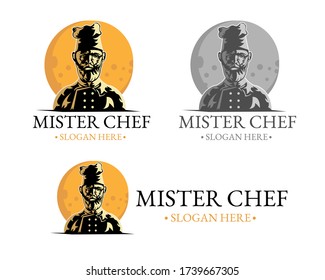 Illustration vector design of chef logo mascot template