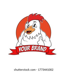 Illustration vector design of chicken template logo. It is suitable for business such as stock raising or selling fried chicken.