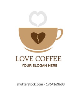 Illustration vector design of coffee logo template for business or company. Love Coffee