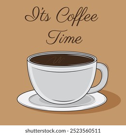 Illustration vector design of coffee time with a cup of coffee