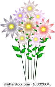 An illustration and vector design of colourful flowers. Flowers are so nice and beautiful. They are a good vector flower.