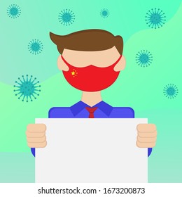 Illustration vector design of coronavirus with businessman